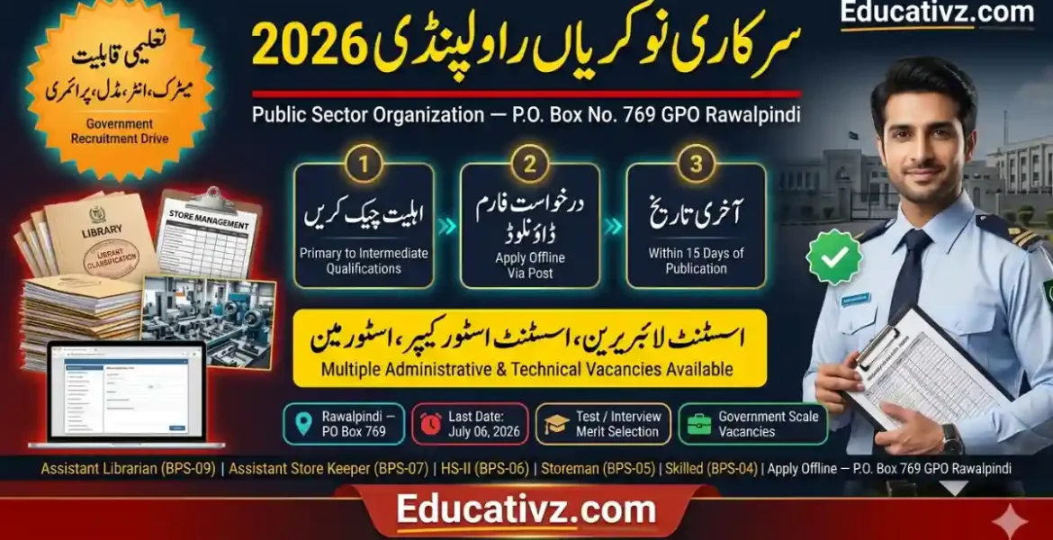 Public Sector Government Department Rawalpindi Jobs June 2026 Official Career Advertisement Notice Banner Educativz