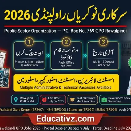 Public Sector Government Department Rawalpindi Jobs June 2026 Official Career Advertisement Notice Banner Educativz