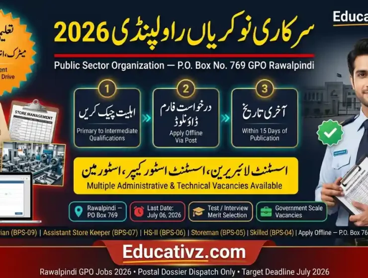Public Sector Government Department Rawalpindi Jobs June 2026 Official Career Advertisement Notice Banner Educativz