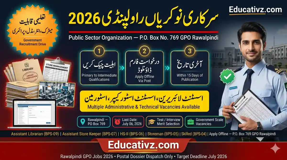 Public Sector Government Department Rawalpindi Jobs June 2026 Official Career Advertisement Notice Banner Educativz