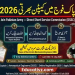 Join Pakistan Army As Captain Through Direct Short Service Commission DSSC 2026 Aeronautical Engineers Official Recruitment Banner Educativz