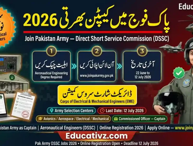 Join Pakistan Army As Captain Through Direct Short Service Commission DSSC 2026 Aeronautical Engineers Official Recruitment Banner Educativz