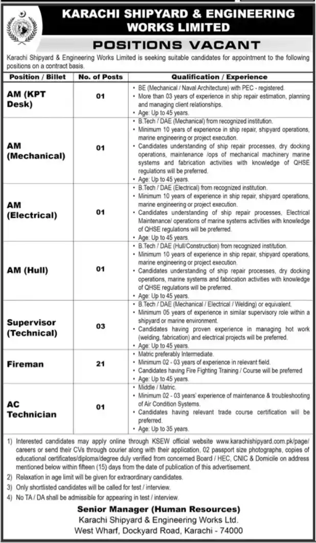Official Karachi Shipyard & Engineering Works Limited KSEW Karachi Sindh Job Advertisement scan 1000942252.jpg