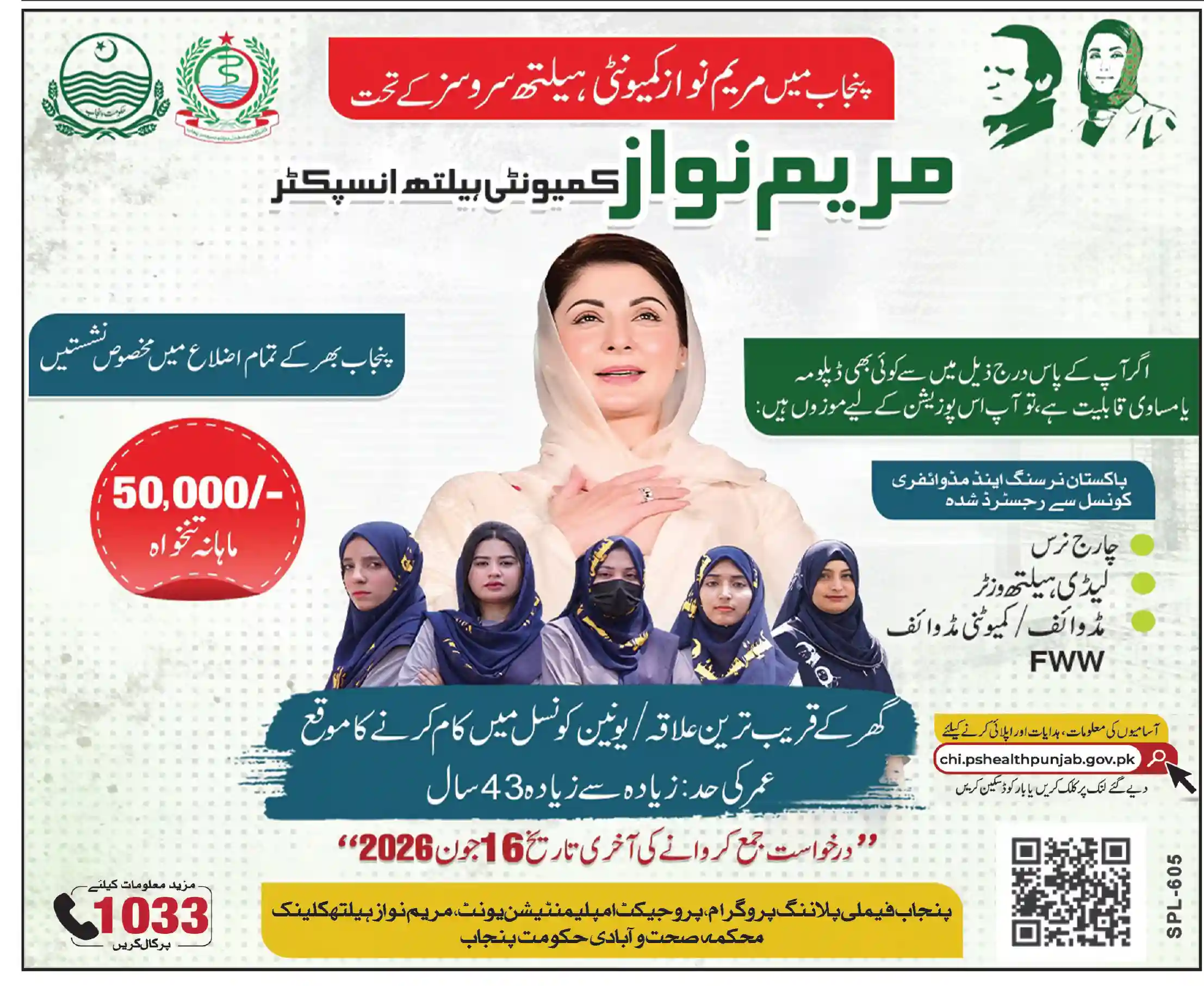 Official Maryam Nawaz Community Health Inspector Punjab June 2026 Health Department Job Advertisement