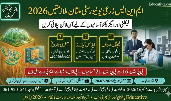 MNS University of Agriculture Multan Teaching Staff Jobs 2026 Official Announcement Banner Educativz