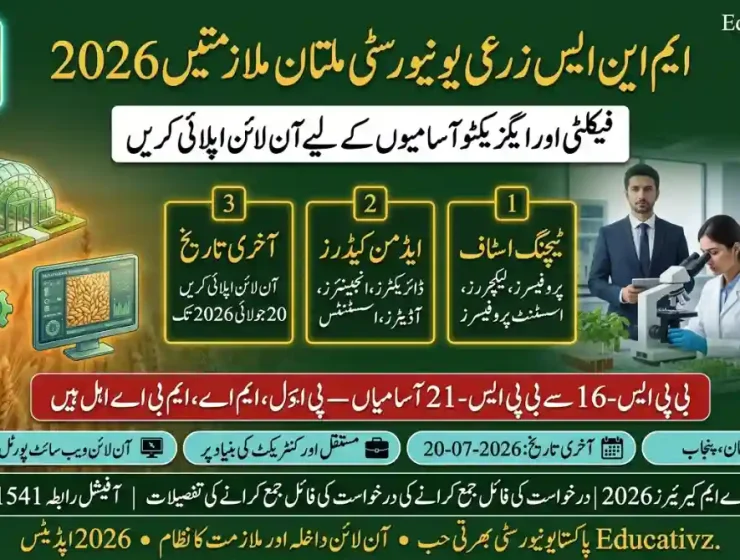 MNS University of Agriculture Multan Teaching Staff Jobs 2026 Official Announcement Banner Educativz