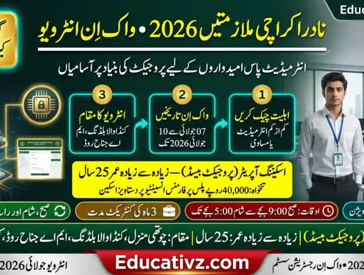 National Database and Registration Authority NADRA Karachi Jobs 2026 Walk-in Interview Banner Educativz