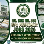 P O Box No 350 GPO Peshawar Govt Jobs 2026 Recruitment Banner Educativz