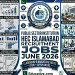 Public Sector Institution Higher Education Commission HEC Islamabad Jobs June 2026 Official Career Advertisement Notice Banner Educativz