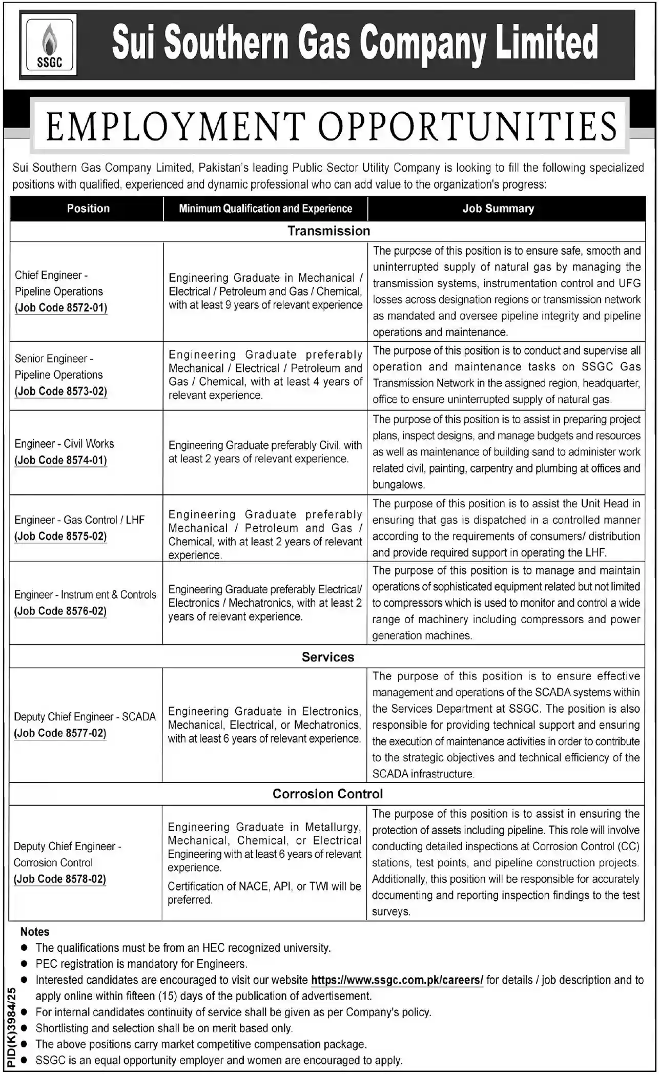 Sui Southern Gas Company Limited SSGC Jobs July 2026 Advertisement Newspaper Document Layout The Express Tribune Page 9 URL Asset