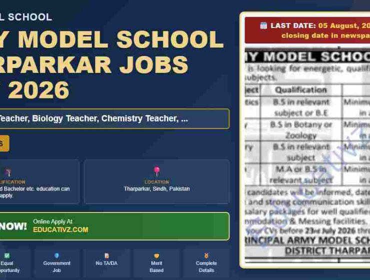 Army Model School Tharparkar Mathematics Jobs July 2026 - Educativz banner