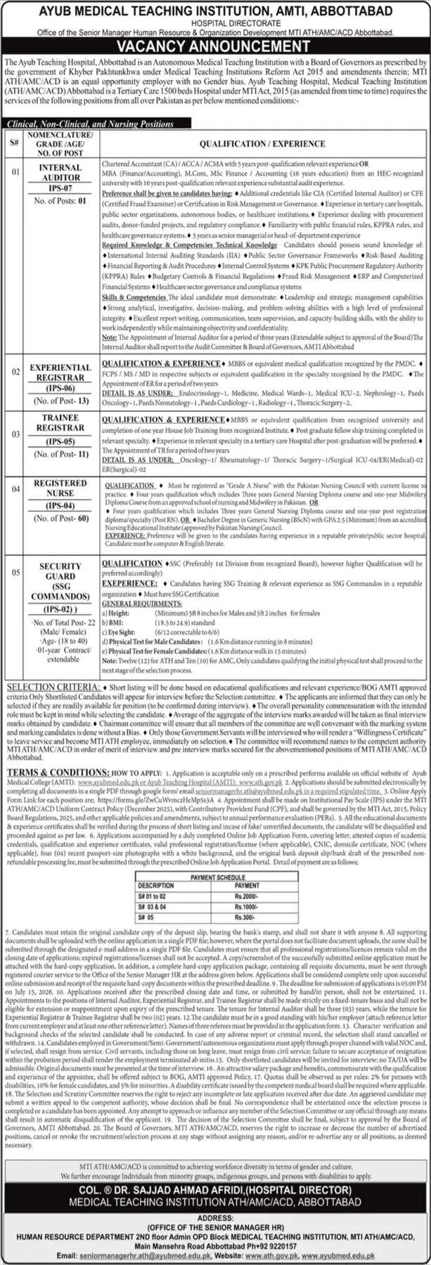 Ayub Teaching Hospital ATH Abbottabad Jobs July 2026 - Medical & Admin Vacancies Advertisement