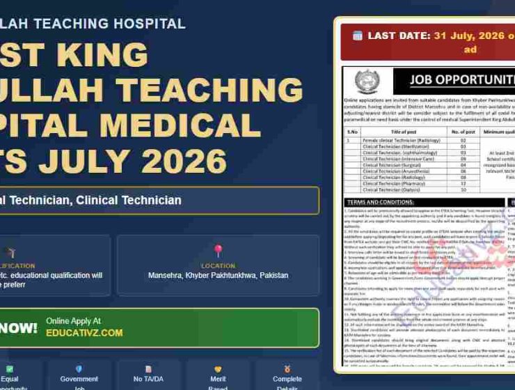 King Abdullah Teaching Hospital Mansehra jobs July 2026 female - King Abdullah Teaching Hospital - July 2026
