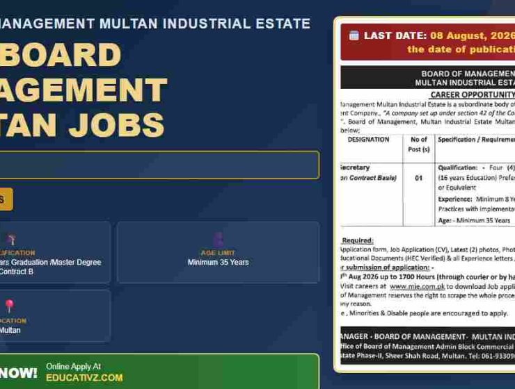 Board of Management Multan Industrial Estate Jobs Aug 2026 - Board of Management Multan Industrial Estate