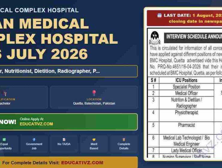 Bolan Medical Complex Hospital Specialist Jobs July 2026 - Bolan Medical Complex Hospital featured job banner