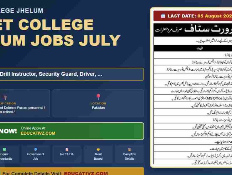 Cadet College Jhelum July 2026 Instructor and Security Guard Recruitment - Educativz banner