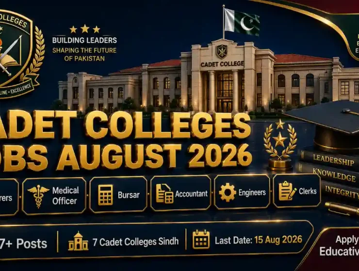 Cadet Colleges Sindh Jobs August 2026 — Larkana Pano Aqil Ghotki Khairpur Karampur Jacobabad Lecturer Medical Officer Bursar Accountant Engineer Clerk
