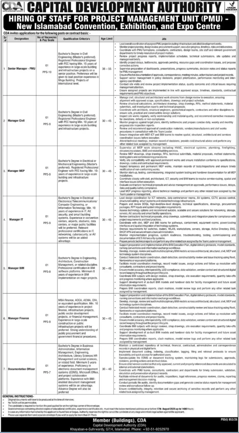 CDA Jobs 2026 Advertisement — Capital Development Authority Islamabad Daily Ausaf 30 July 2026