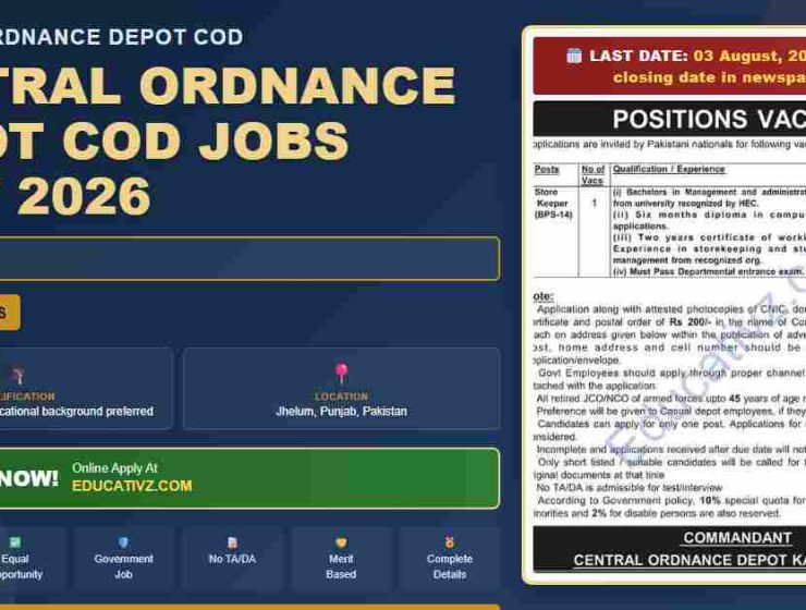 Central Ordnance Depot COD Jobs July 2026 Store Keeper - Central Ordnance Depot