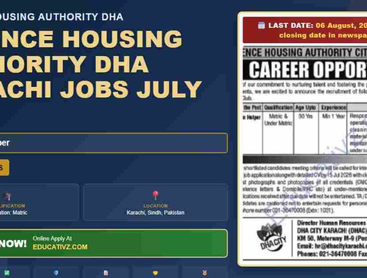 Defence Housing Authority DHA Karachi Mechanic Job July 2026 - Designed Banner Graphic