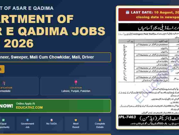 Department Of Asar E Qadima Jobs July 2026 Sweeper, Graduate - Department Of Asar E Qadima