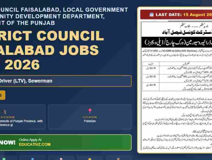 District Council Faisalabad Jobs July 2026 - Driver, Sewerman positions in Local Government and Community Development Department, Government of the Punjab