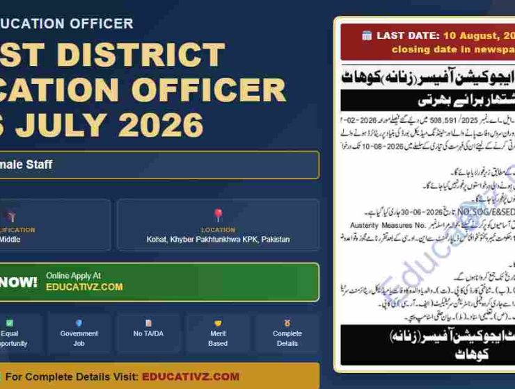 District Education Officer Management Posts Kohat July 2026 - District Education Officer