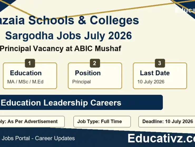 Fazaia Schools and Colleges Sargodha Jobs July 2026 featured image for Principal post