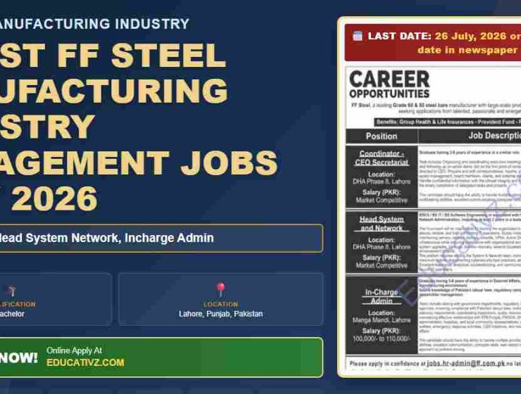 FF Steel Manufacturing Industry Coordinator Job July 2026 - Designed Banner