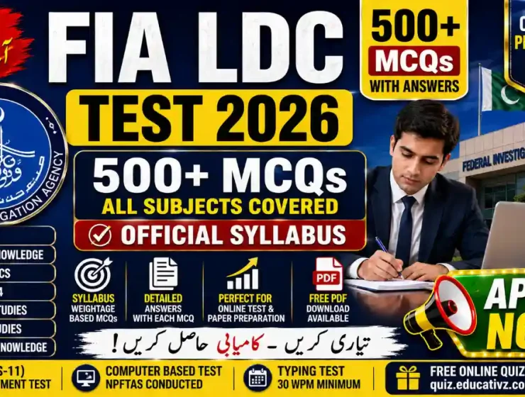 FIA LDC Test 2026 MCQs preparation guide with syllabus weightage