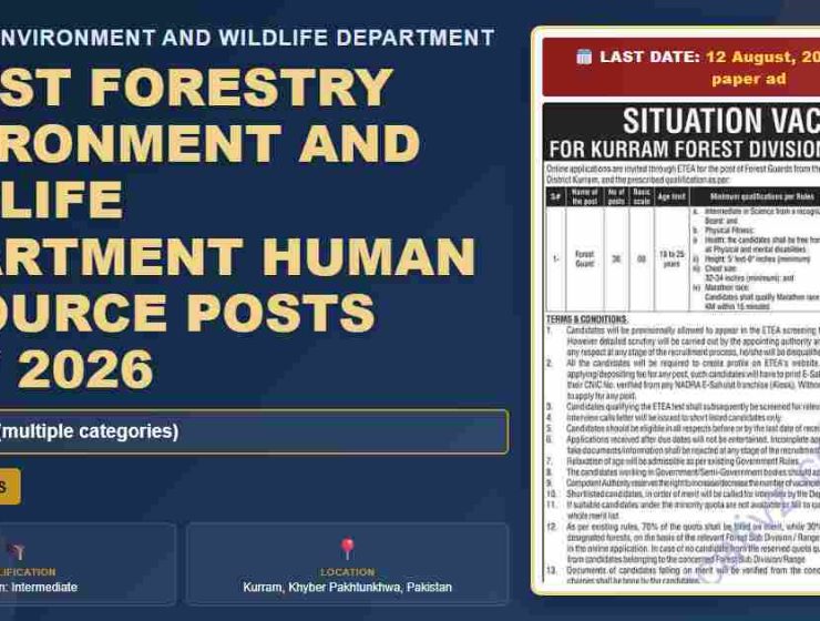 Forestry Environment and Wildlife Department jobs featured July 2026 - Forestry, environment, wildlife conservation