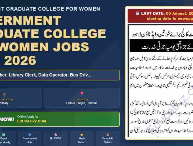 government graduate college for women jobs july 2026 lecturer - government graduate college for women