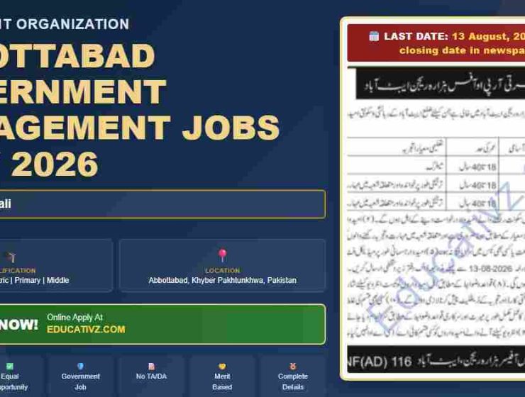 Government Management Jobs Abbottabad July 2026 - Government Organization