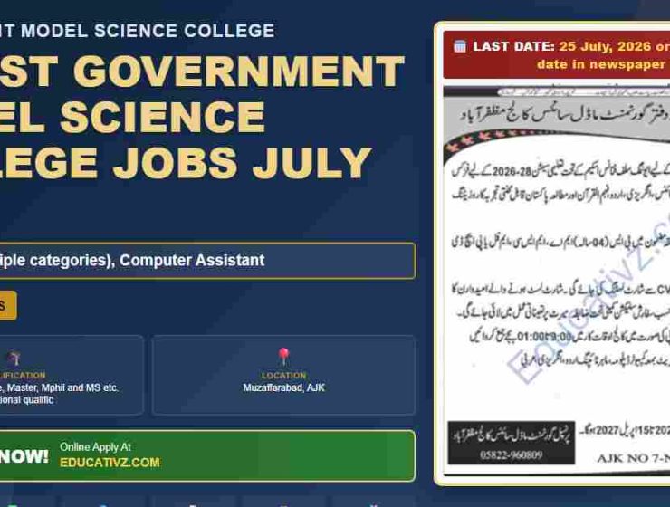 Government Model Science College Muzaffarabad jobs featured July 2026 - Government Model Science College
