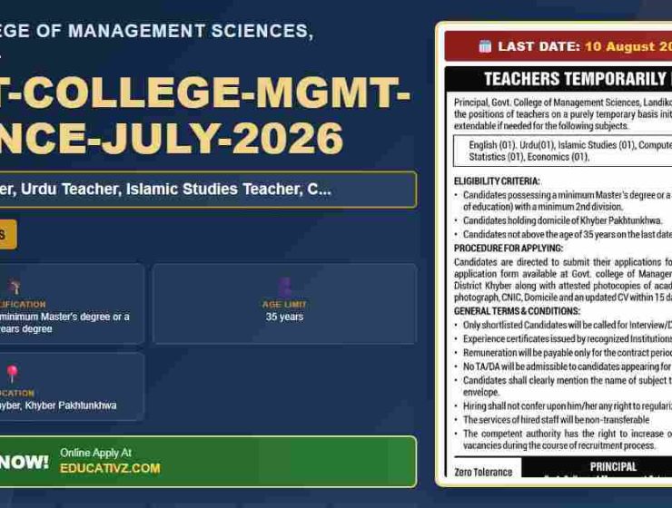 Govt College of Management Sciences Landikotal jobs featured July 2026 - Govt-College-of-Mgmt-Sci-Landikotal-Jobs