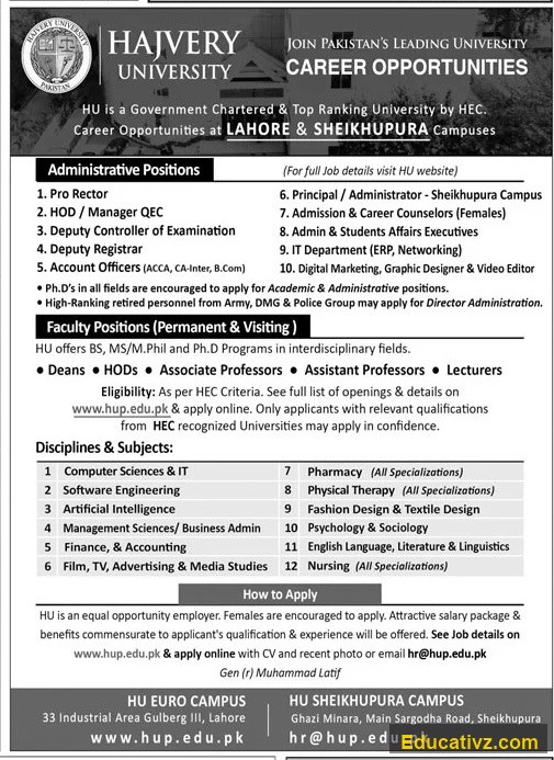 HU Jobs July 2026 | Teaching Faculty, Administrative Staff - Official Advertisement