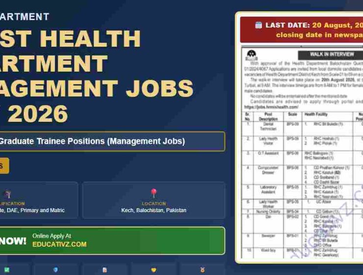 Health Department Jobs July 2026 - Lady Health Visitor position featured by Educativz