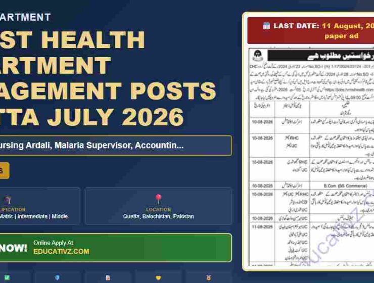Health Department Jobs July 2026 Naib Qasid, Nursing Ardali - Health Department