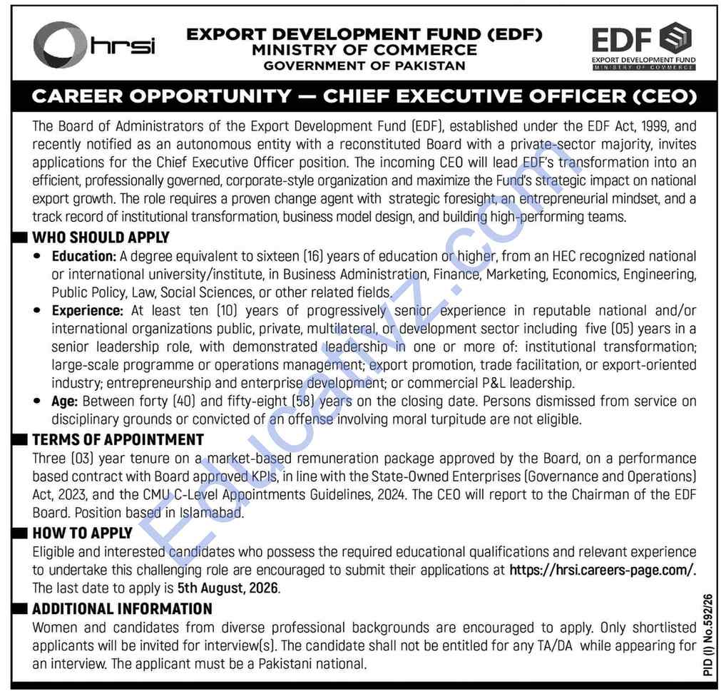 Human Resource Solution International HRSI Jobs | Chief Executive Officer (CEO) - Official Advertisement
