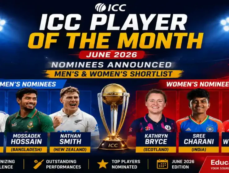 ICC June 2026 Player of the Month nominees men and women