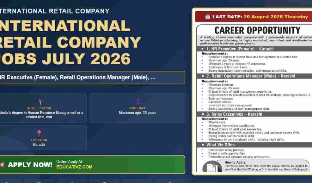 International Retail Company July 2026 Sales Executives Job Opportunity