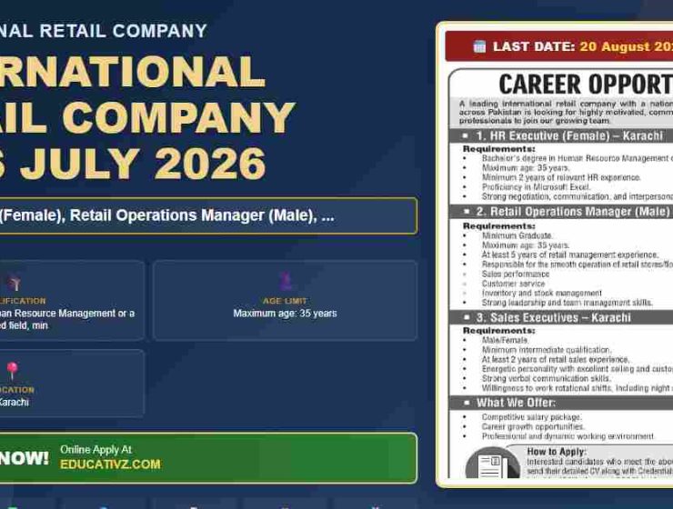 International Retail Company July 2026 Sales Executives Job Opportunity