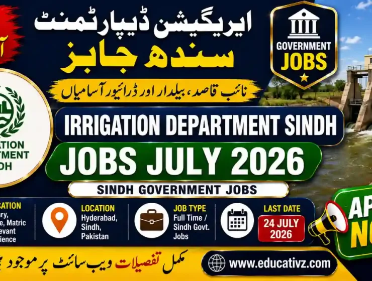 Irrigation Department Sindh Jobs July 2026 for Naib Qasid, Beldar, Driver, Darogha, Chowkidar and Other Government Vacancies in Hyderabad
