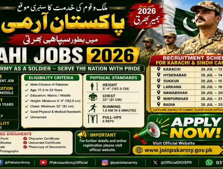Join Pakistan Army Karachi 2026 Sipahi Jobs for Sindh Candidates