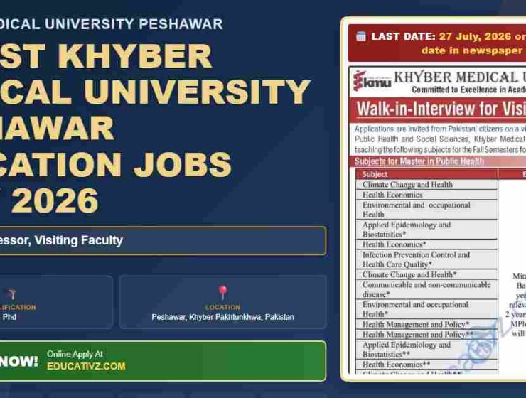 Khyber Medical University Lecturer Job July 2026 - KMP