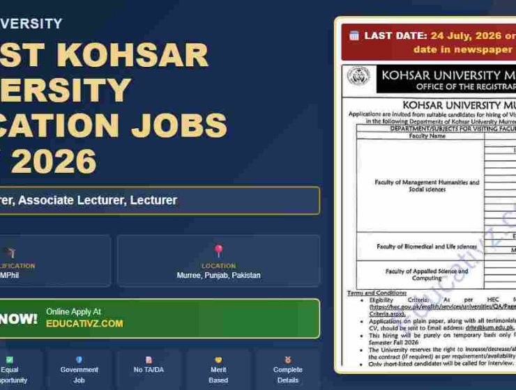 Kohsar University Muree Visiting Lecturer Job July 2026 - Kohsar University featured banner graphic