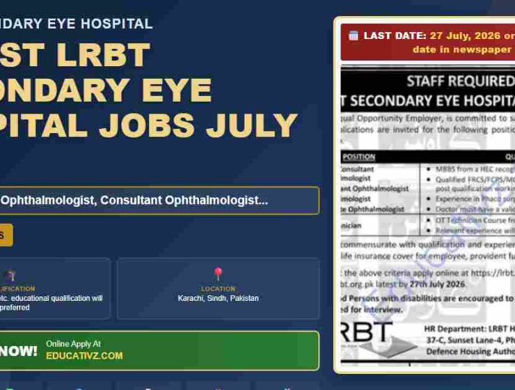 LRBT Secondary Eye Hospital July 2026 OT Technician Job Ad Banner - Organization: LRBT Secondary Eye Hospital, Month/Year: July 2026