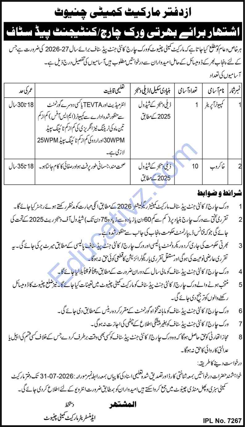 Market Committee Jobs | Computer Operator, Khakrob - Official Advertisement