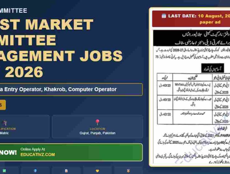 Market Committee Management Jobs in Gujrat, July 2026 - Educativz featured banner
