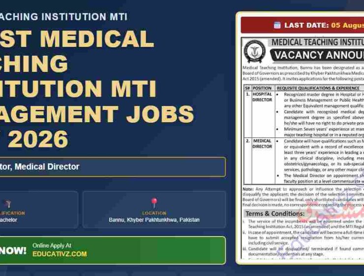 Medical Teaching Institution MTI jobs in Bannu, July 2026 - featured banner graphic